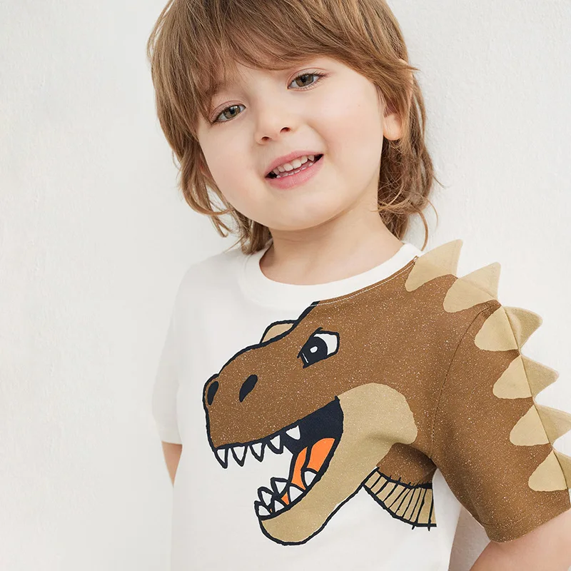 

Summer Boys' Short-Sleeved Two-Piece Suit Children Shorts Suit Knitted Dinosaur Boys' SuitBaist