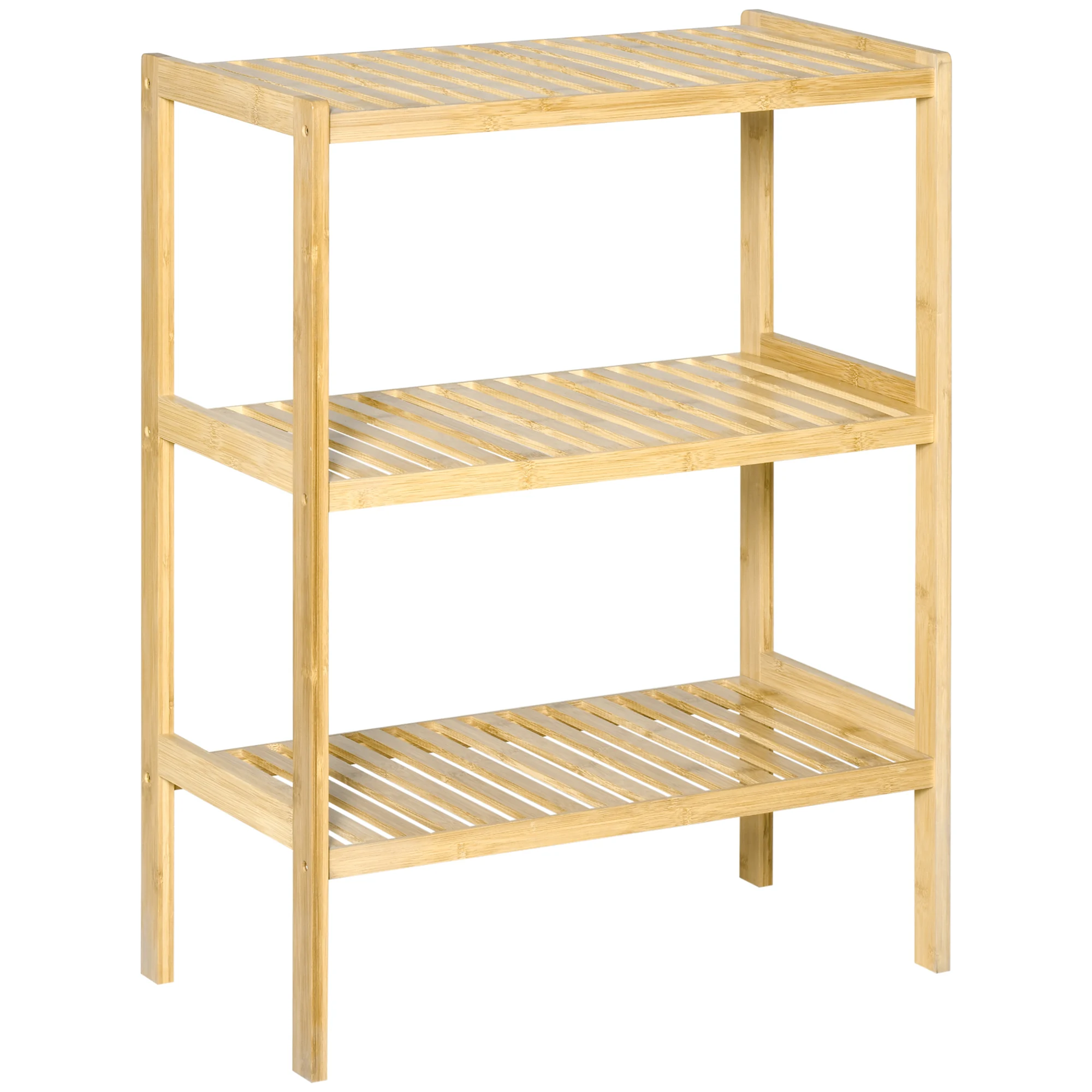 HOMCOM Estantería de Bambú 3 Niveles Multifuncional para Baño Cocina 62x33x80 cm