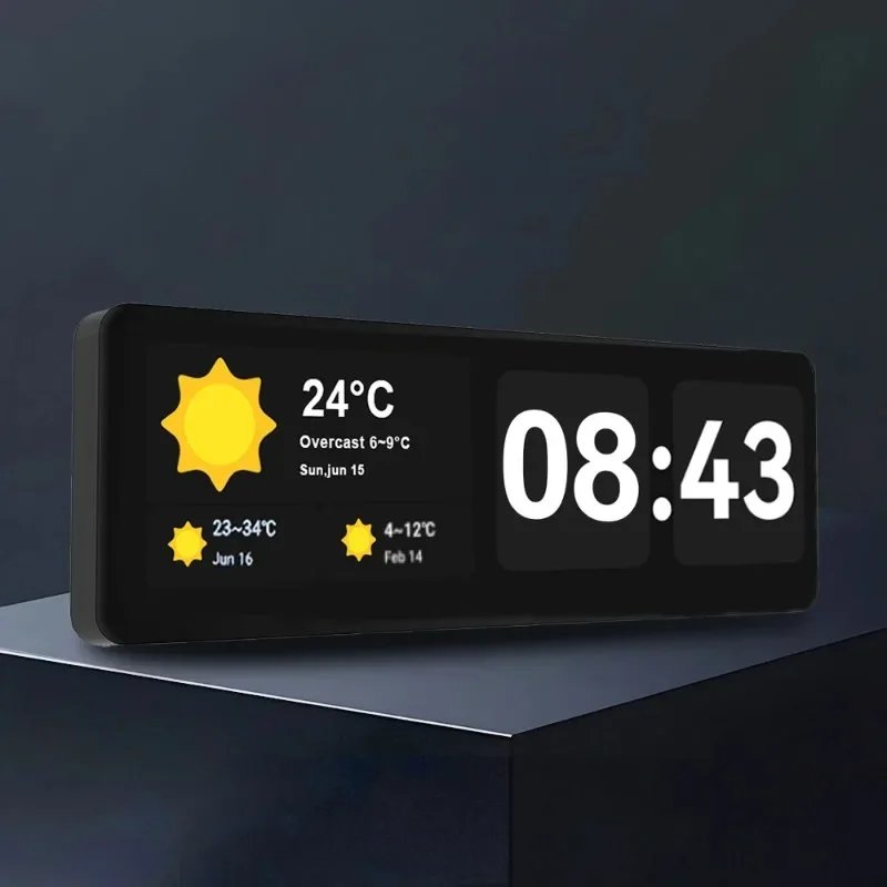 High Resolution 21 inch Digital Signage Weather Clock Dual Power Timing Countdown & School Campus Information Display