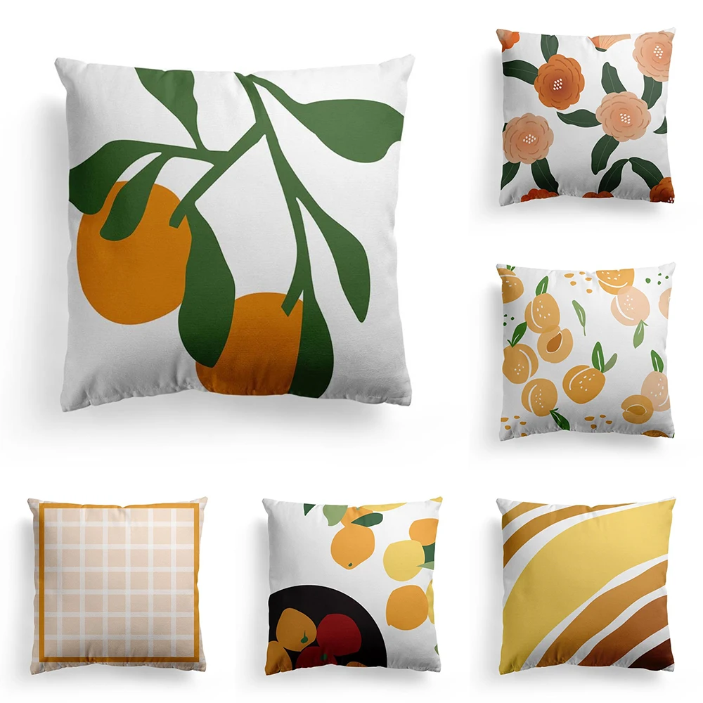 Orange Lemon Cushion Cover Fresh Fruit Pillow Case Home Pillow Case Car Pillowcases Sofa Decor Pillows For Sofa Square Cushions