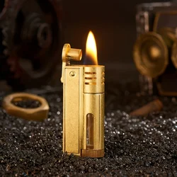 Vintage Clear Fuel Tank Lighter, Windproof Kerosene Lighter with Grinding Wheel, Gadgets for Men Smoking Accessories
