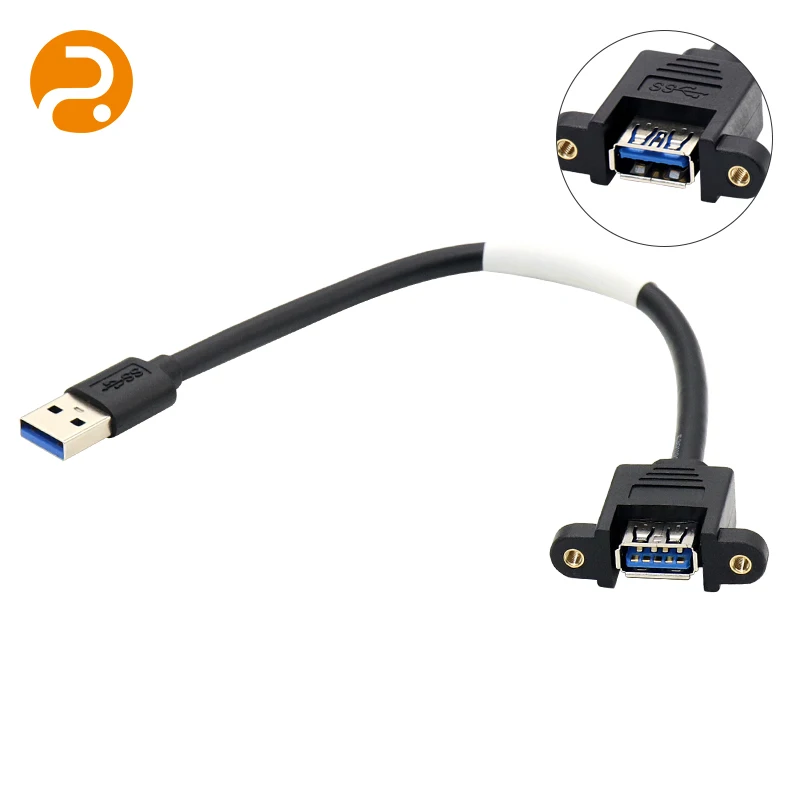 Super Speed USB 3.0 A Type Male to Female Extension Cable With Panel Mount Screws  A Type Male to Female Extension Cable