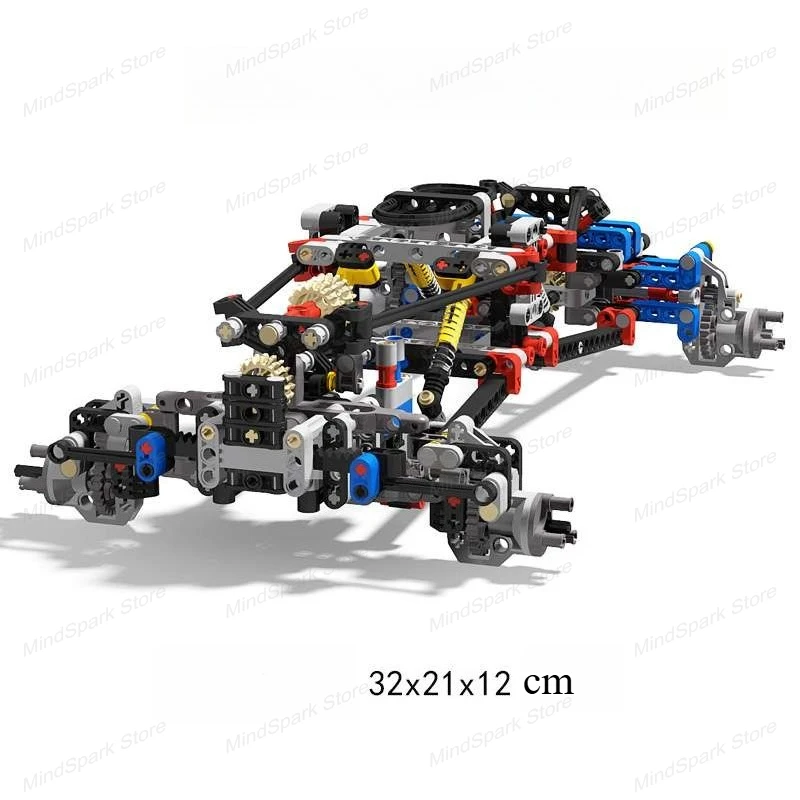 أربع عجلات تسلق سيارة اللبنات مع تعليق امتصاص الصدمات نموذج أجزاء حزمة MOC الطوب الفني لتقوم بها بنفسك اللعب