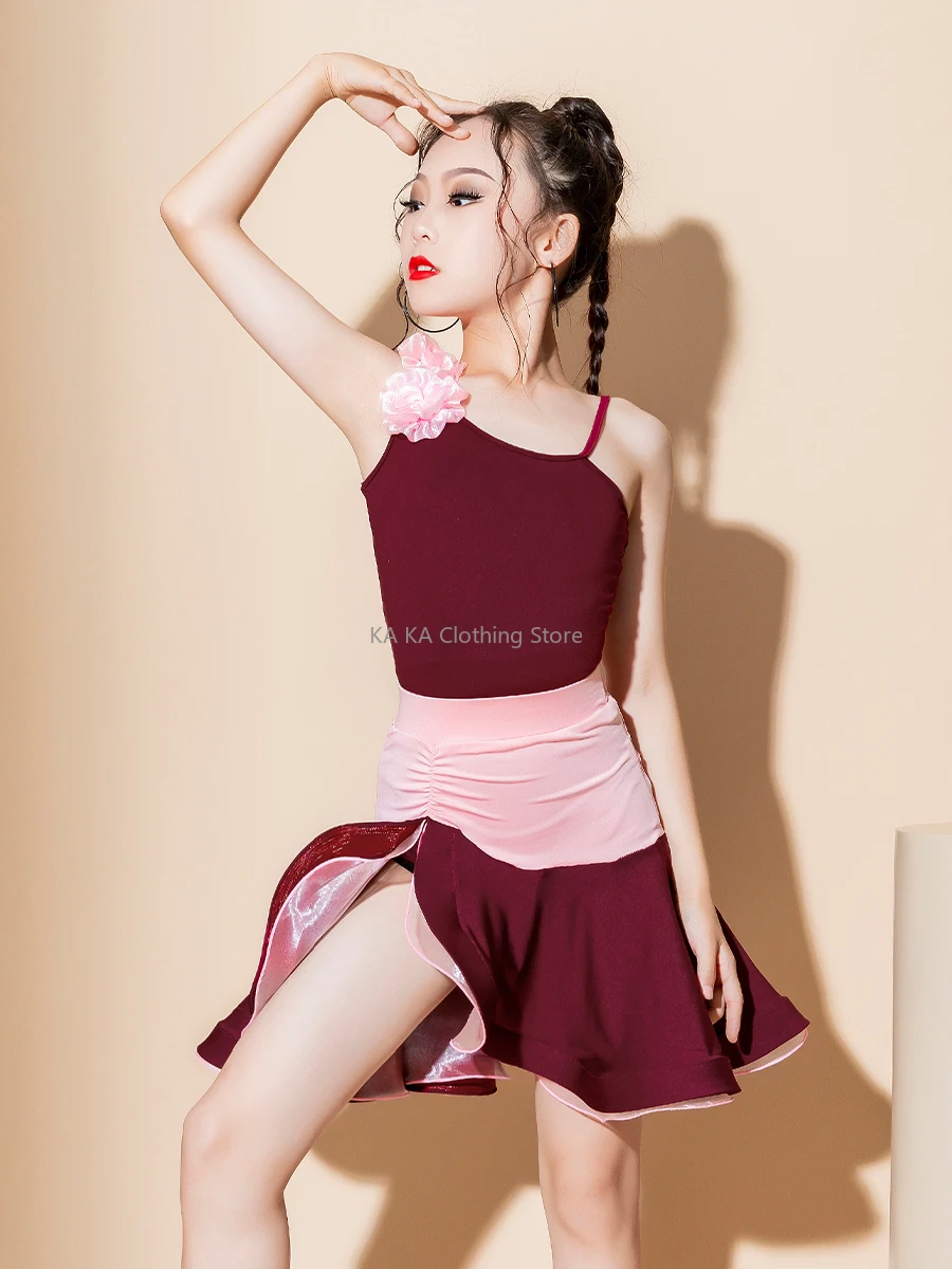Cha Cha Rumba Tango Latin Dance Dress Girls Samba Latin ubrania do tańca Kids Salsa kostium dziecięcy konkurs sukienki balowe