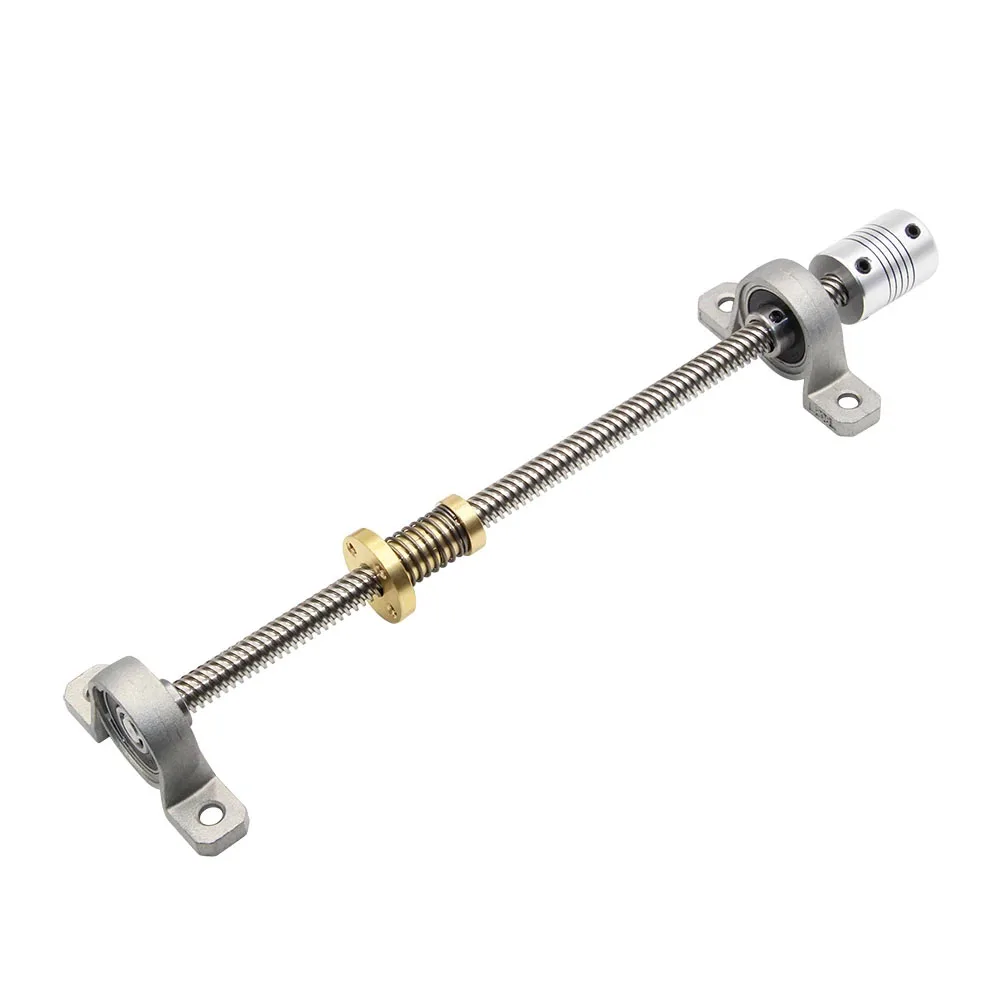 T8 Lead screw Trapezoidal 500mm 8mm + Anti-Backlash Nut + KP08 bearing Bracket +Flexible Coupling For 3D printer & CNC