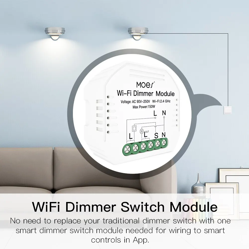 MOES Smart WiFi Switch Module Dimmer Curtain Switch Smart Life App Remote Control Alexa Google Home Voice Control