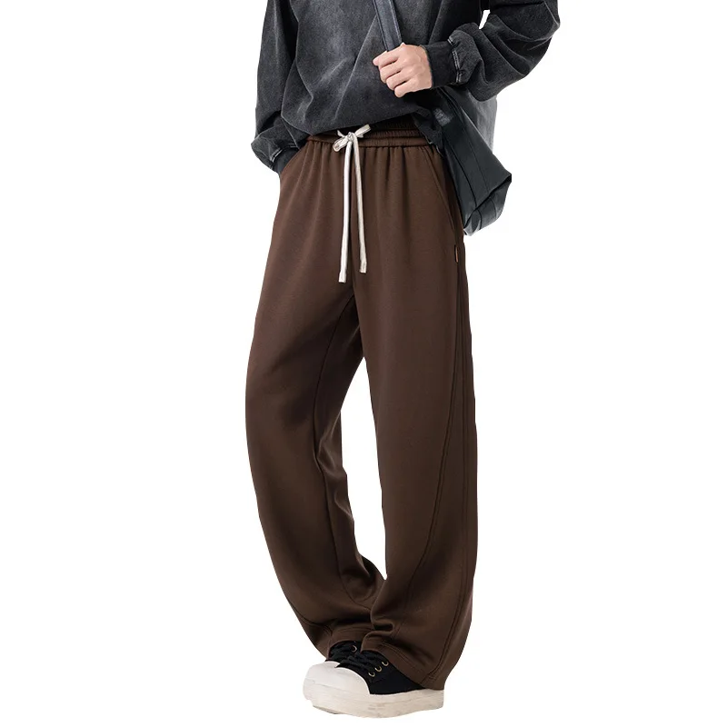 Caramel Colored Men's Casual Pants Spring Autumn Straight Leg Loose Fit Teenagers Long Trousers Fashionable Summer New Arrival