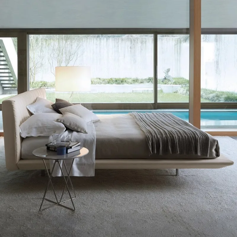

minimalist leather bed shell double master bedroom high-end atmospheric suspension bed