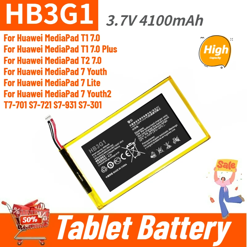 

Высокое качество HB3G1 планшетный аккумулятор 3,7 В 4100 мАч для Huawei S7-303 S7-931T1-701u S7-301w MediaPad 7 Lite s7-301uS7-302 Совершенно новый