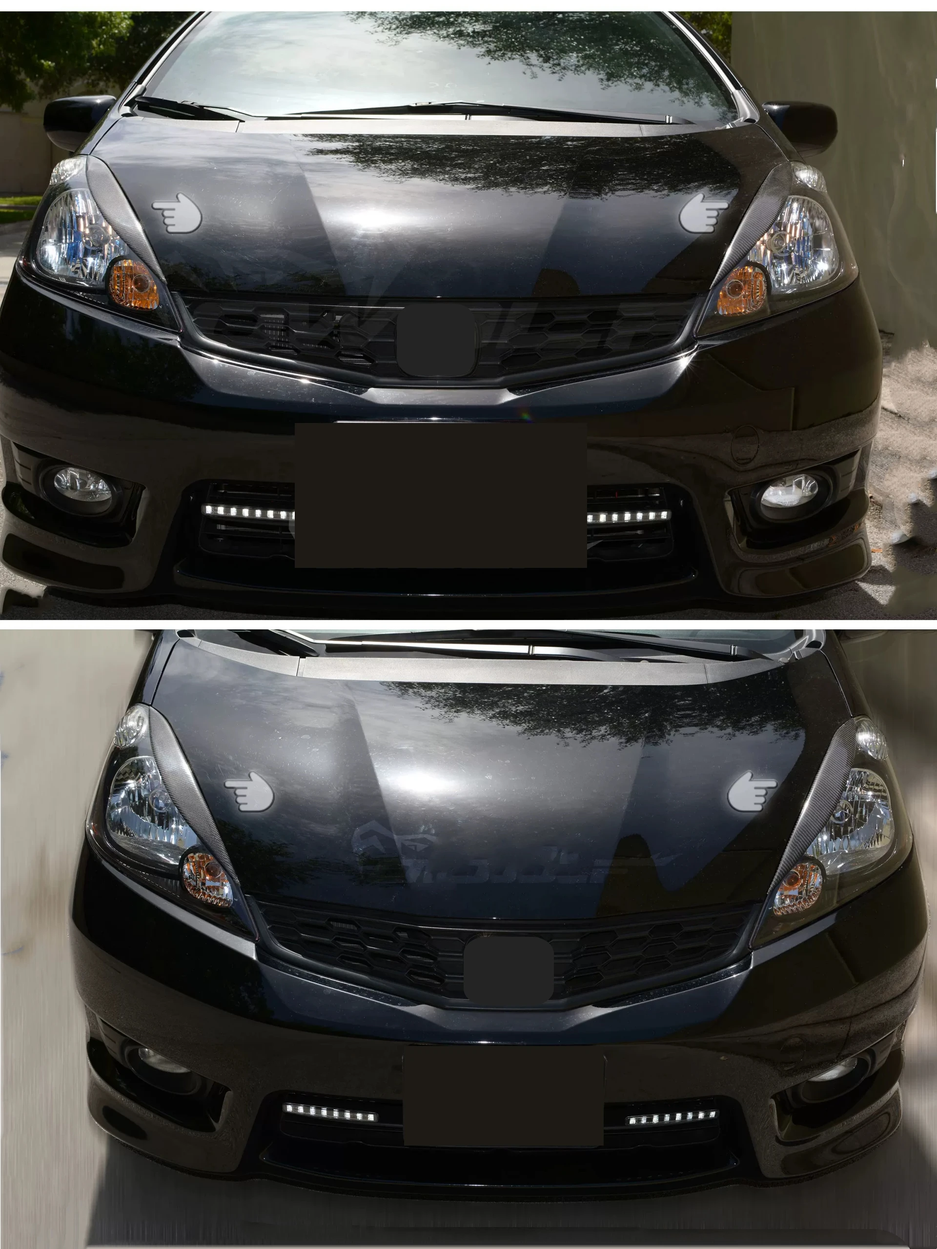 Carbon Fiber Headlamp Eyebrow for Honda FIT JAZZ 09 10 11 12 Modified Car Front Headlight Trim One Pair