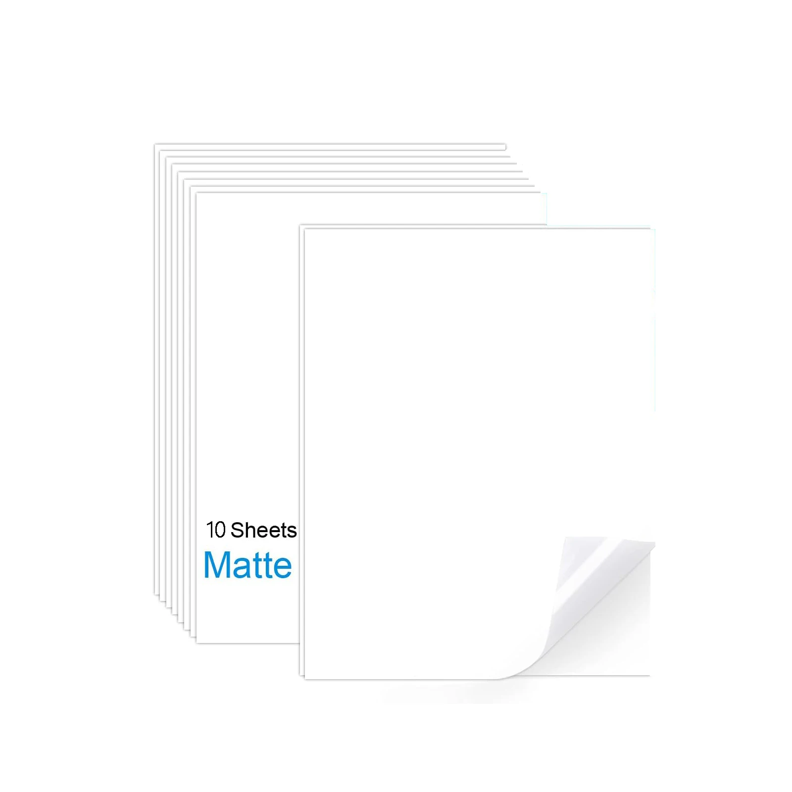 ESHANG 10 Sheets Matte White 8.5x11 inches Printable Vinyl Sticker Paper for Inkjet Printer,Waterproof Decal Paper Letter Size