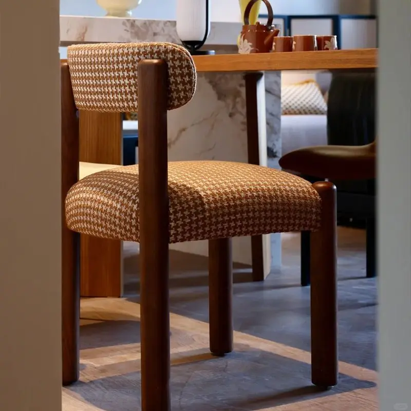 

New French Style Dining Chairs Cloth Art Thousand Bird Gpeter Chair Leisure Retro Home Designer Restaurant Home Chinese Style
