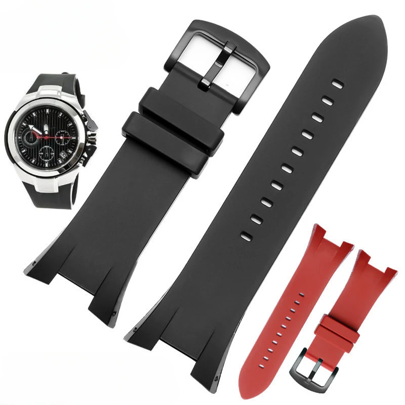 Concave Interface Red Orange Safe Durable Silicone Watch Strap for Armani Ax1803/1802/1050 Waterproof 31mm Watchbands