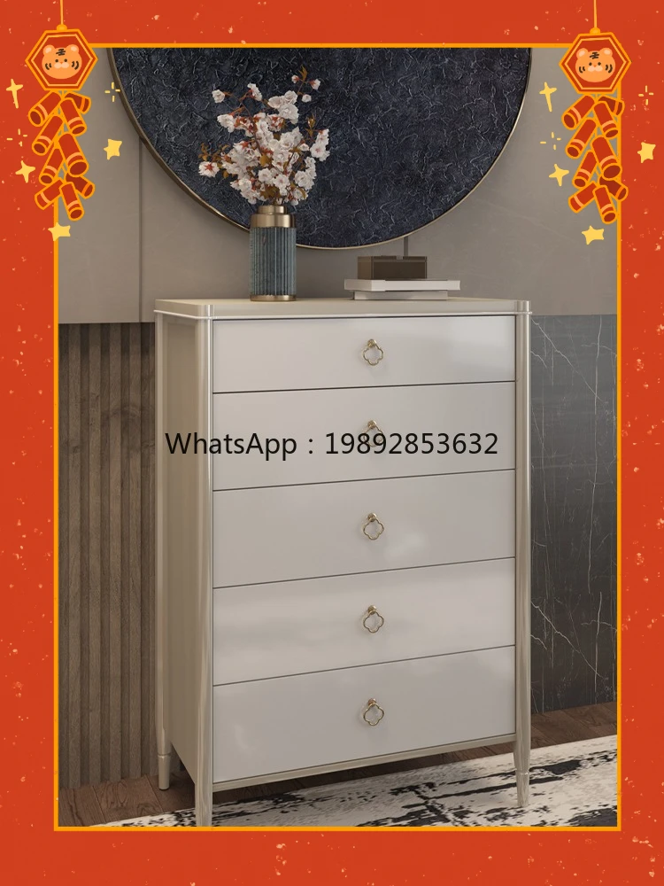 

AB Wall Home Storage Cabinet Champagne Chest of Drawer American Nine-Drawer Cabinet