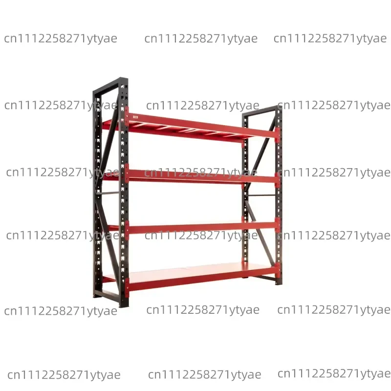 steel shelving unit with 4 shelves (red), 2000mm high, load-bearing capacity up to 180kg