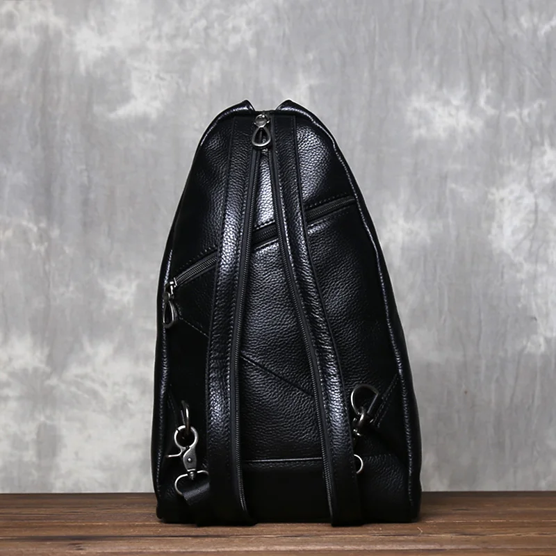 Small Leather Men's Chest Bag With A Casual Top Layer Of Cowhide Multifunctional Dual Shoulder Crossbody Mobile Phone Bag