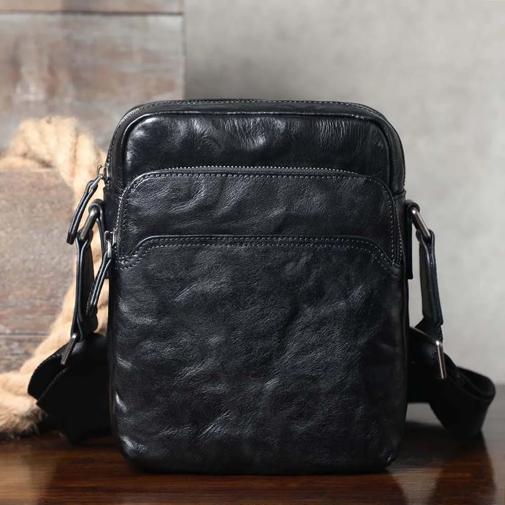S.WORKER Vintage Vollnarbenleder Herren-Umhängetasche Echtleder Crossbody-Tasche Handgefertigte Leder-Messenger-Tasche für Männer – Detail 7