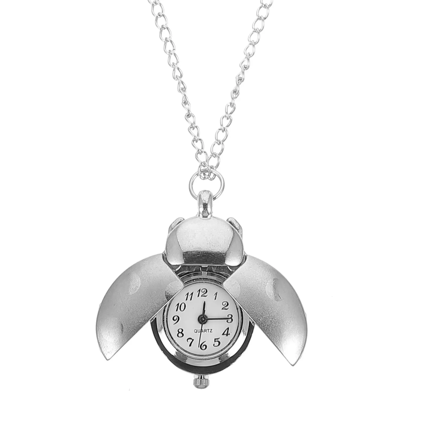 1Pcs Vintage Beetle Design Pocket Watch Retro Style Zinc Alloy Quartz Movement Decorative Hanging Chain Pendant for Clothing