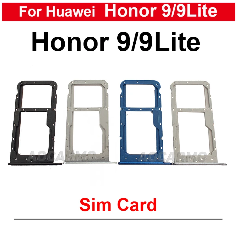 1Pcs For Huawei Honor 9 Lite 9Lite SIM Card Tray Slot Holder Replacement Parts Black Light Dark Blue Grey White Gold Silver