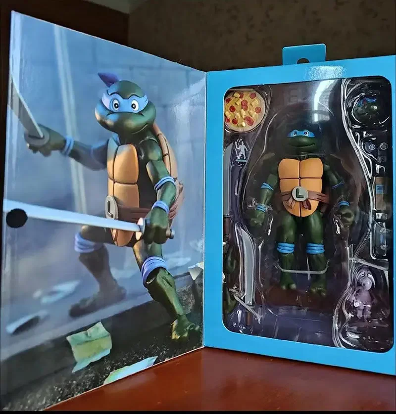 Neca Pizza Club Anime Figura de Ação, Figuras Tartarugas Disfarçadas, Leonardo Leads, Tartarugas Tmnt, Estátua SHF, Brinquedos Boneca Modelo, Presentes Infantis