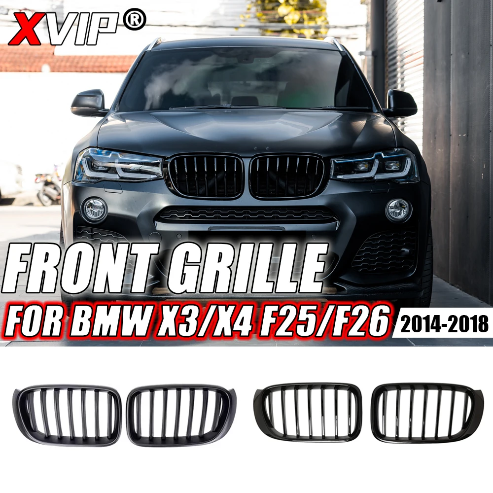 

Глянцевые черные однолинейные передние гоночные решетки XVIP для BMW X3 F25 X4 F26 2014-2018, матовые верхние грили с двойной линией