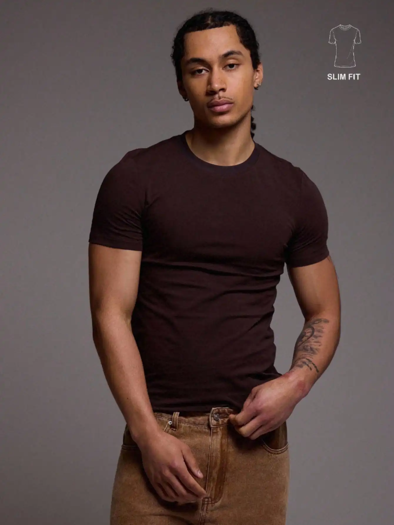 Men's Slim Fit Short Sleeve Crew Neck Basic T-Shirt for Casual Daily Wear All Year Round