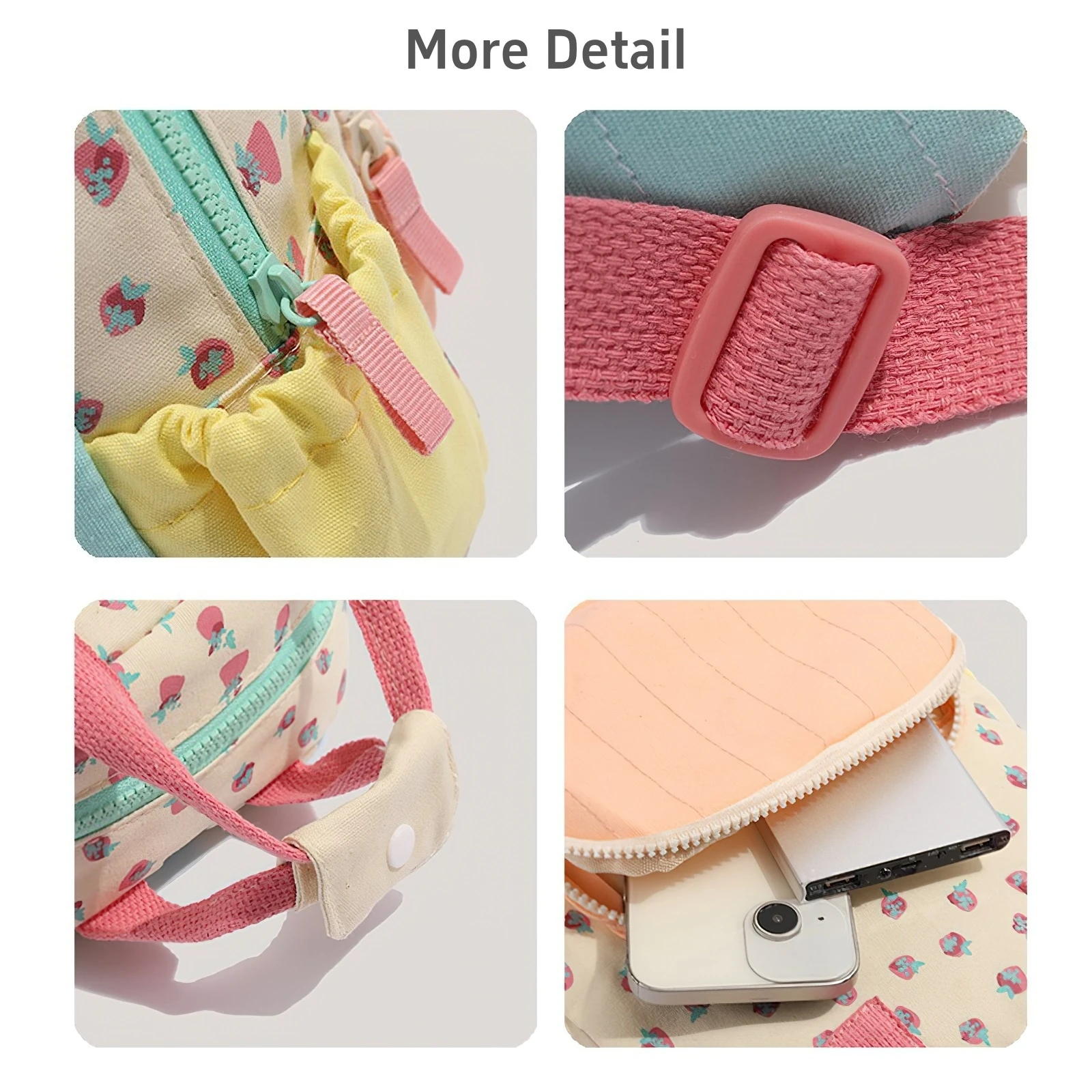 Pink Strawberry Toddler Backpack for Girls - Kids Mini Cartoon Breathable Comfortable Preschool Backpack for School Travel A7846