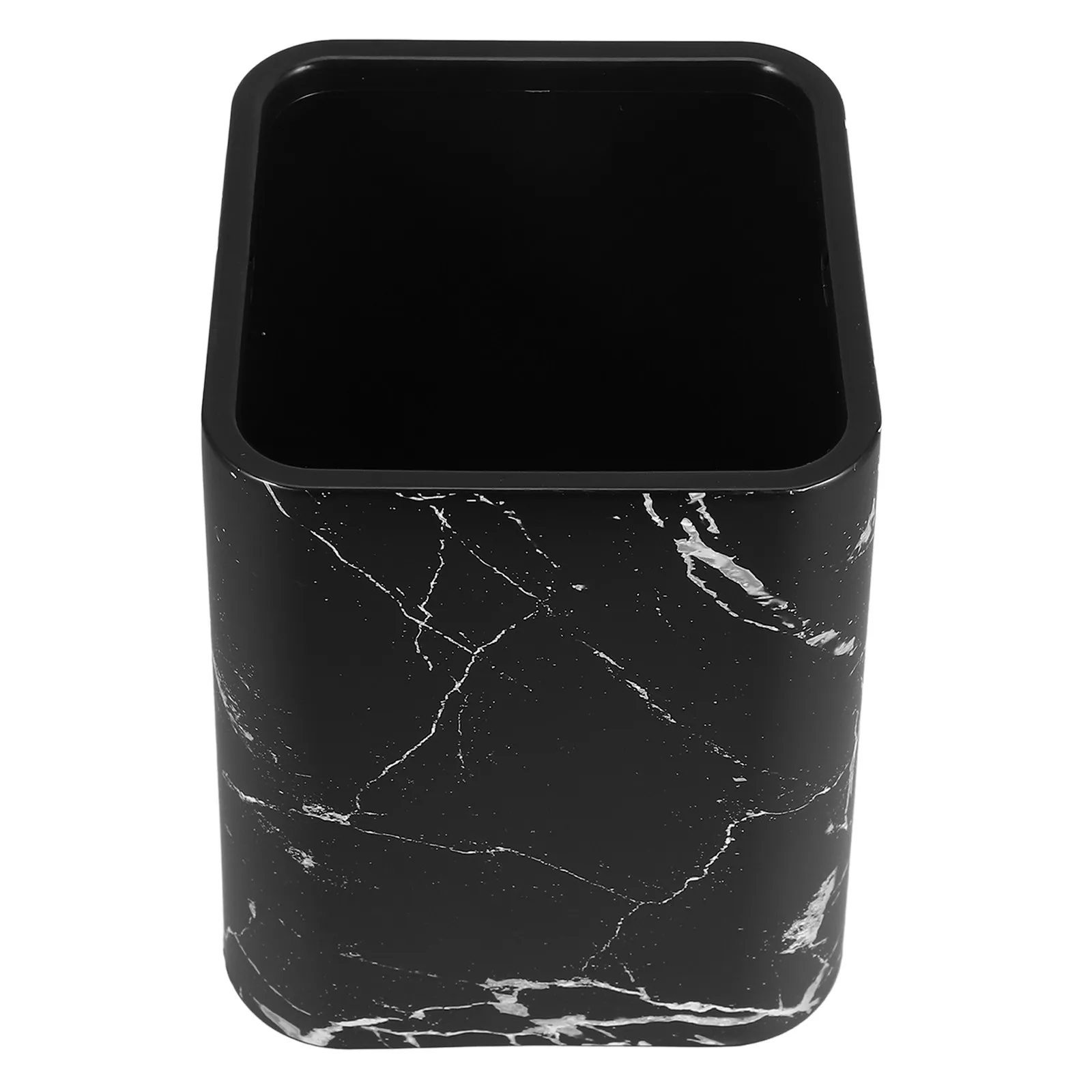 

Large Opening Marble Look Trash Can Double Layer Construction for Bathroom Bedroom Kitchen Office Decorative Use