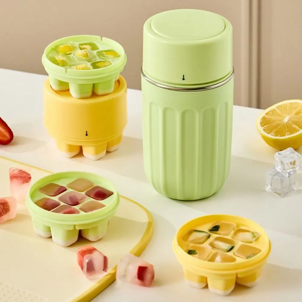 Leak-Proof Ice Cube Water Bottle Press Type Easy To Demold Ice Mold Coffee Cup Portable Creative Ice Cube Kettle Office/Home