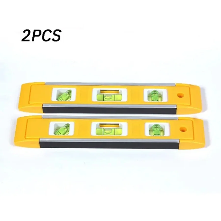 2PCS Mini Aluminum Alloy Level Gauge Strong Magnetic Three Type Horizontal Bubble Level Gauge