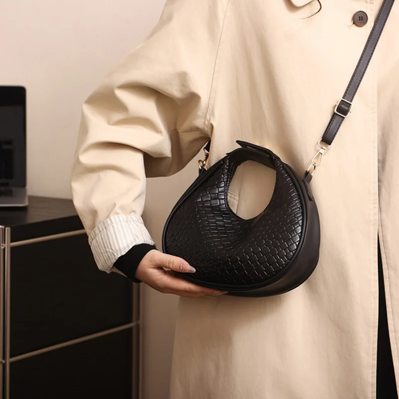 Mode Schwarz Halbmond Tasche Luxus Pu Leder Damen Geldbörsen und Handtaschen Umhängetaschen Frauen Schulter Taschen – Detail 15