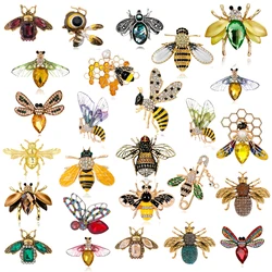 Creative animal insect brooch shiny crystal decoration bee design pin for men and women clothing daily wear jewelry gifts