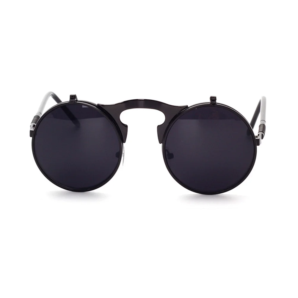 

Retro Round Sunglasses Black Frame Flexible Metal Frame Uv Protection For Men Women Outdoor Eyewear