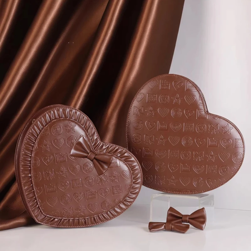 Original Sweetheart Embossed Heart Chocolate Lolita Bow Handbag for Women Japanese Original Sweet Cute Lo Messenger Bag Girl