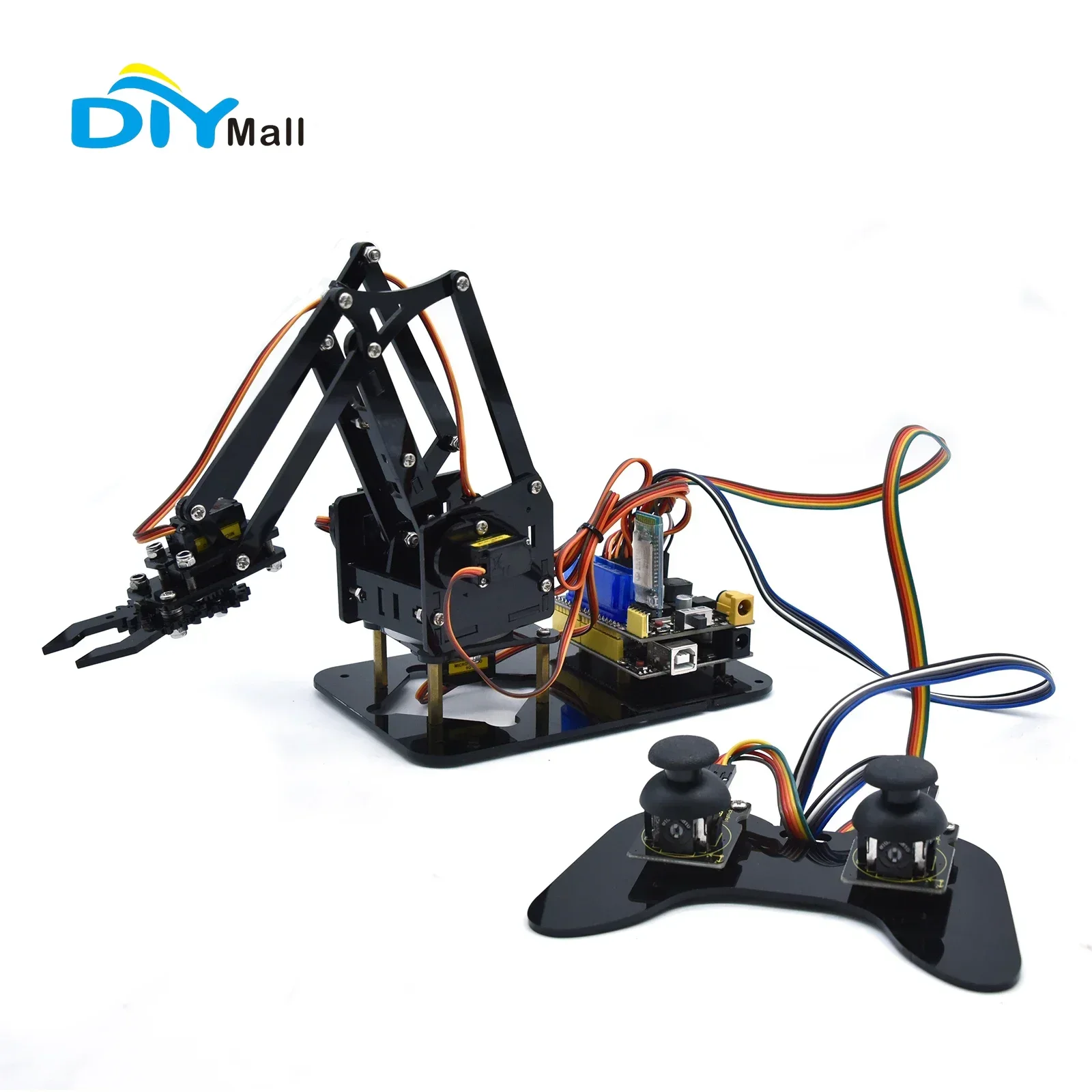 DIYmall Programming Robot Toy STEM 4DOF Robot Arm Kit Robotic Claw Kit PS2 Control for Arduino