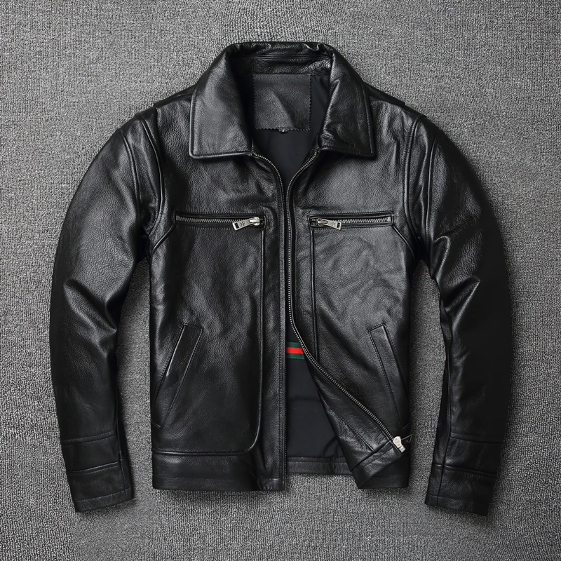 

Мужское пальто из воловьей кожи, винтажная мужская кожаная куртка, одежда из натуральной кожи, мужская зимняя куртка, мотоциклетные байкерские куртки