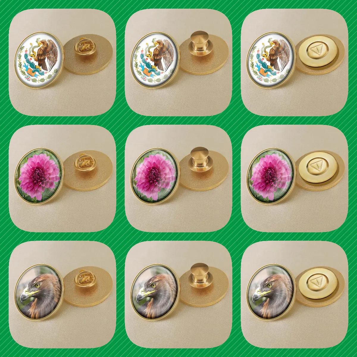 Mexico Mexican Map Flag National Emblem National Flower Brooches Badges Lapel Pins
