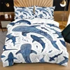 Ocean Whale Shark Duvet Cover Set Blue Watercolor Shark Print Bedding Set 2/3PCS Shark Bed Set Single Double Queen King Size 1