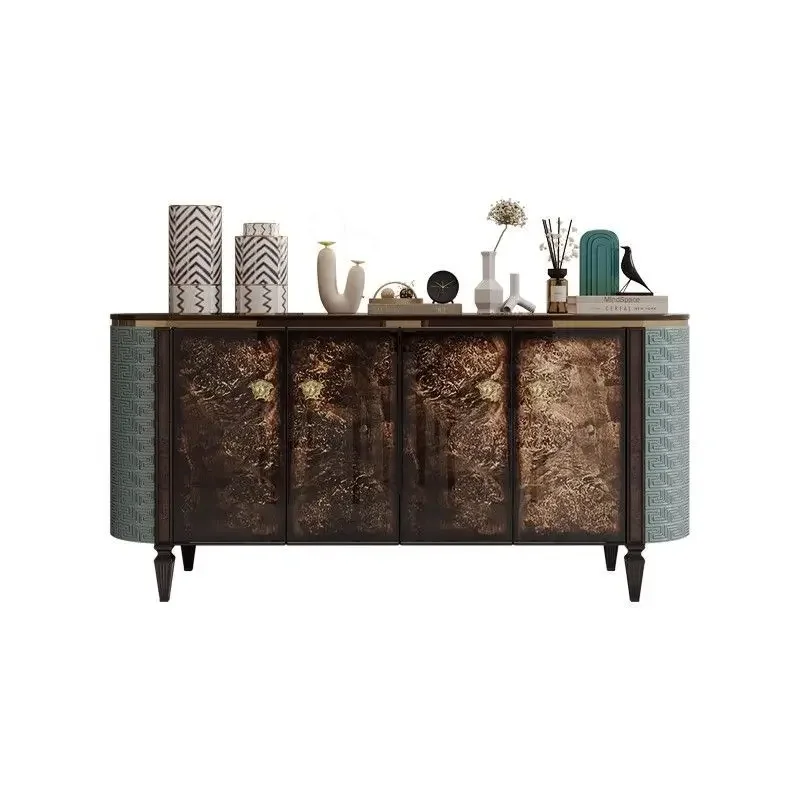 

Italian solid wood light luxury dining side cabinet large flat floor designer living room wall decorative cabinet high-end floor