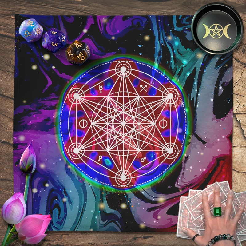 

Spiritual Geometric Metatron Tarot Tablecloth Velvet Altar Cloth Pagan Witchcraft Divination Astrology Galaxy Oracle Card Pads