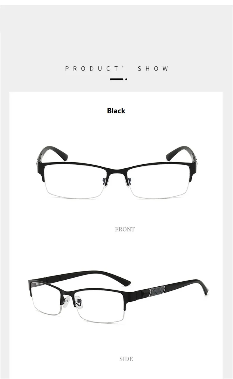 TR90 Business Lesebrille Männer Halb Rahmen Anti-strahlung Presbyopie Brillen Frühling Bein Brillen 0 + 1,0 + 1,5 + 2,0 + 2,5 + 3,0 + 3,5 – Detail 9