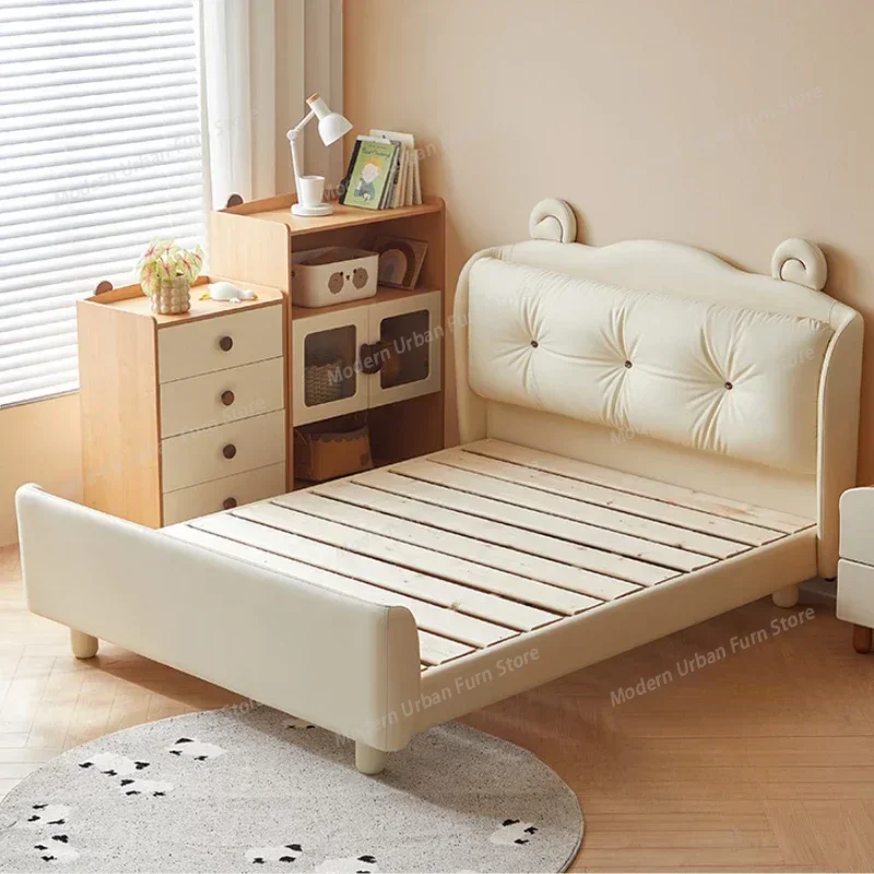 Lazy Soft Girls Children Bed Lights Modern Design White Loft Children Beds Frame Organizer Letto Matrimoniale Unique Furniture