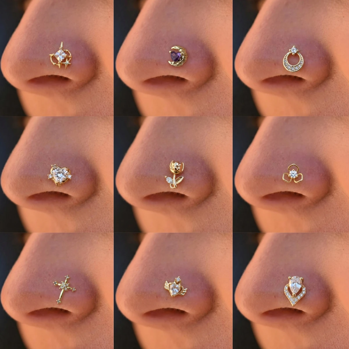 1-piece set of light luxury retro style L-shaped pole puncture nose nail suitable for women's daily banquets and commuting wear