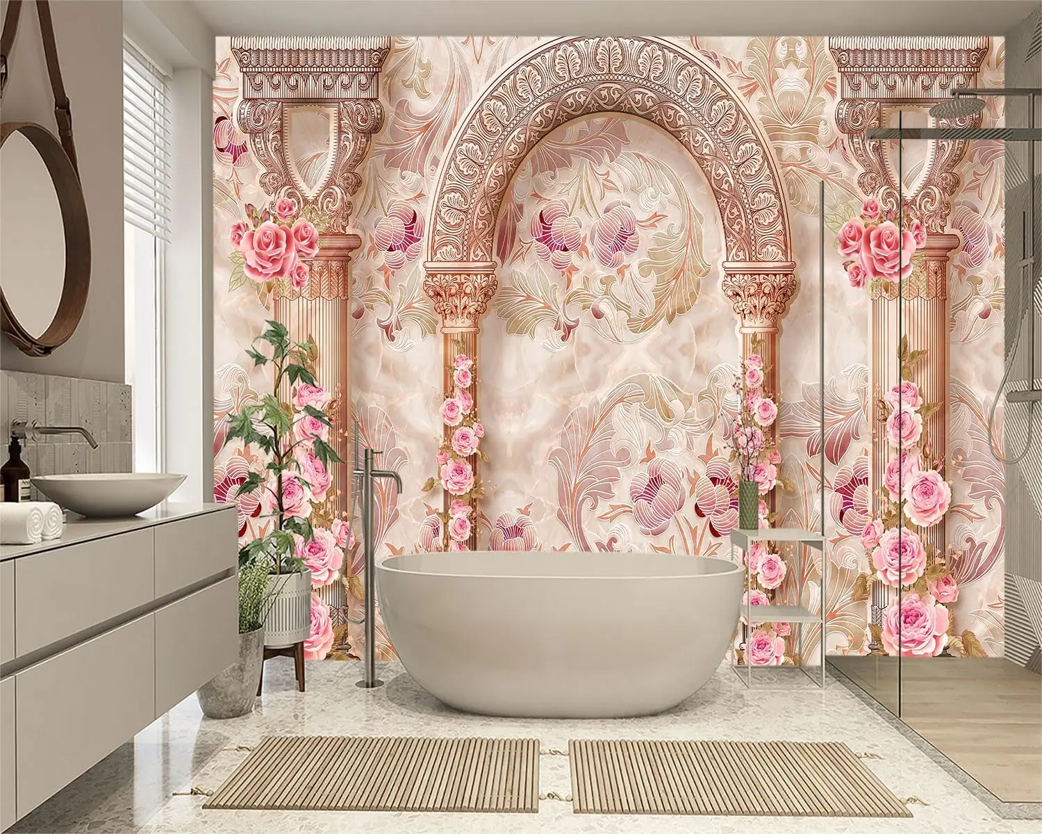 Baroque Floral Tapestry Wall Decor Polyester Printed Fabric Hanging Mural Romantic Bedroom Gothic Luxury Home Accent Art