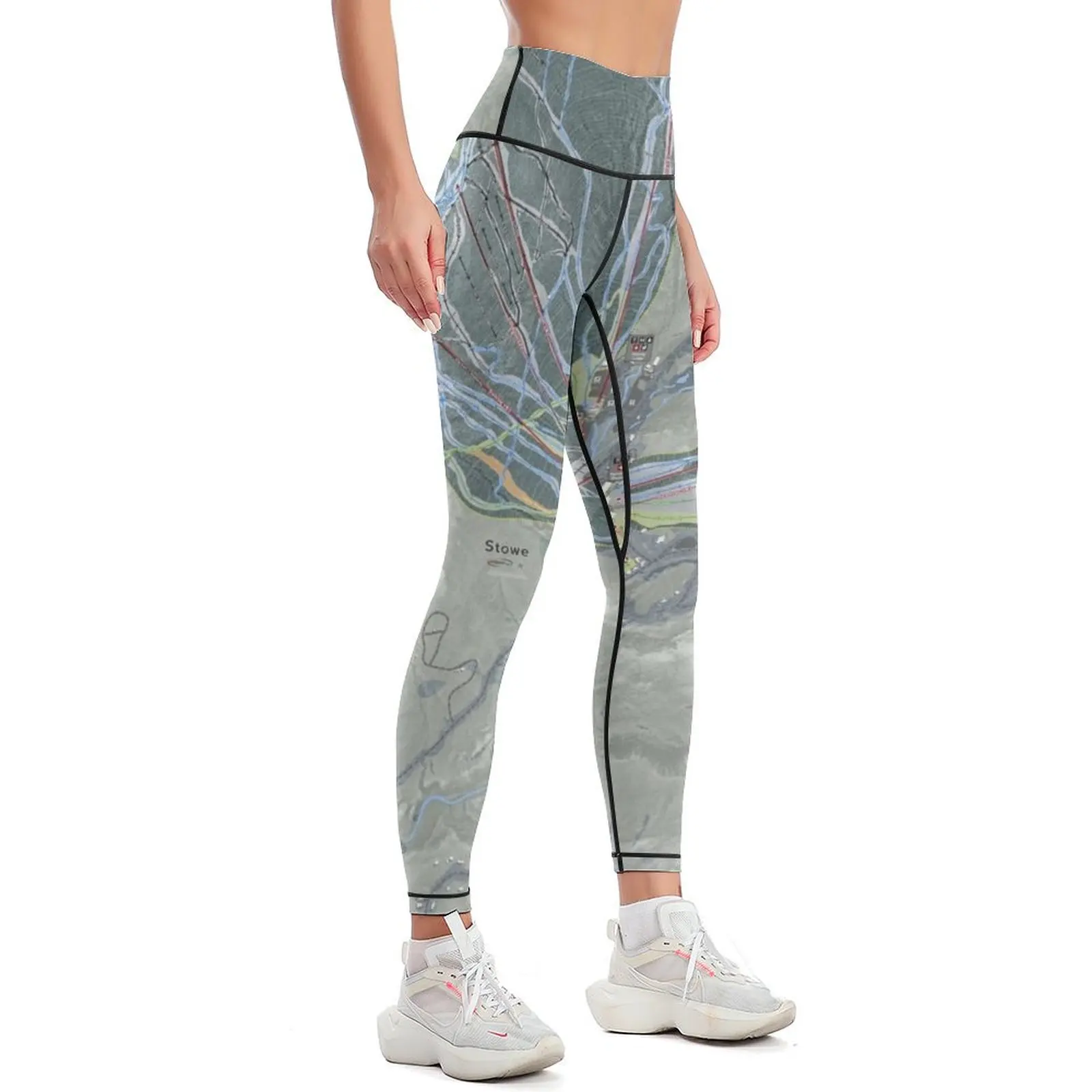 Stowe Mountain Resort Trail Map Leggings Women's high waist Jogger pants Sportswear woman gym Women's fitness Womens Leggings