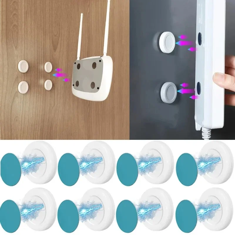 2/4/6/8pcs Household Storage Hook Magnetic Hook Wall Mounted Strong Magnetic Remote Control Invisible Bracket Key Sticker