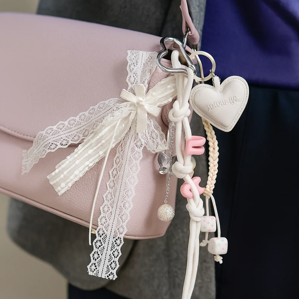 

Kawaii High-grade Braided Rope Bag Pendant Bag Charm Sweet Star Bear Keychain Korean Cartoon Love Tassel Keyring Decoration