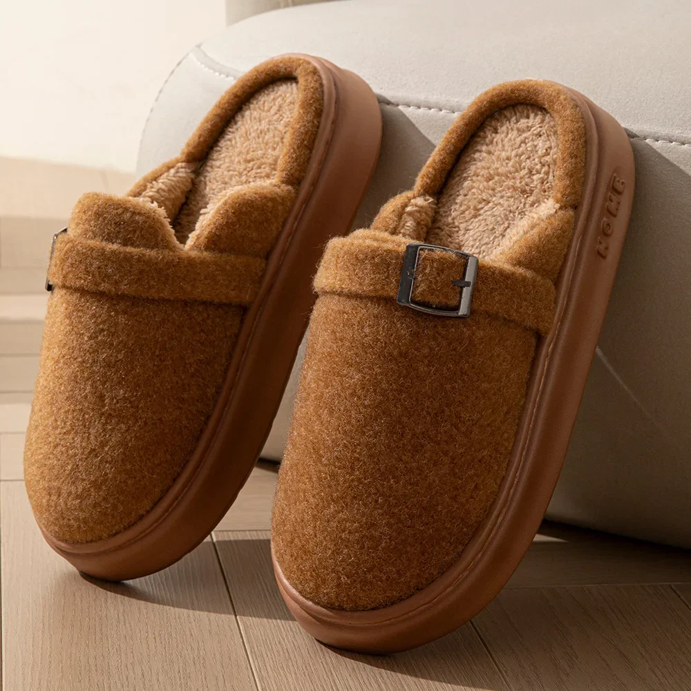 

Indoor Outdoor House Shoes 2026 Plush Warm Winter Slippers for Couples Non-Slip EVA Thick Sole