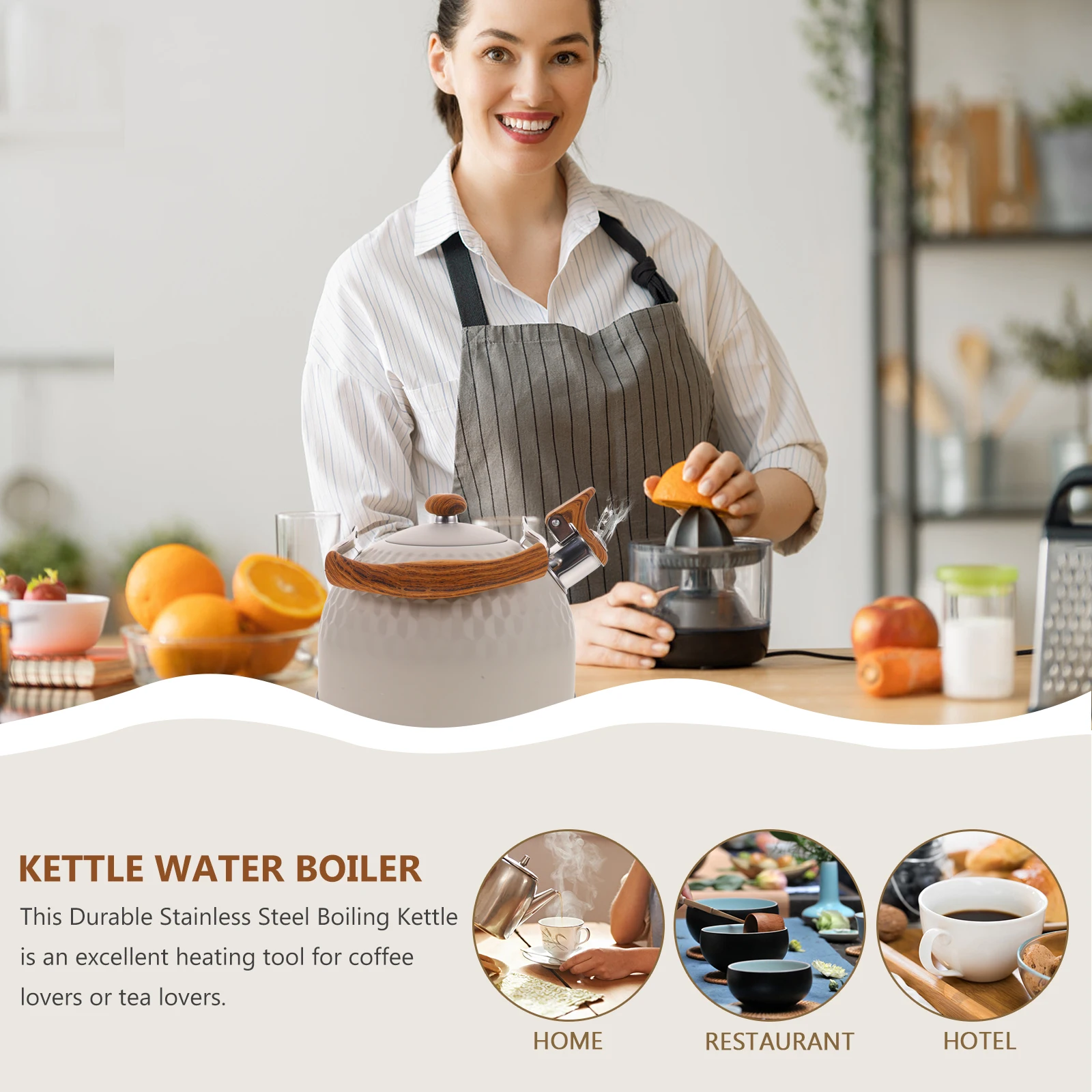 

Stainless Steel Large Capacity Whistling Tea Kettle For Stovetop Boiling Water Kitchen Pot Heat Resistant Handle