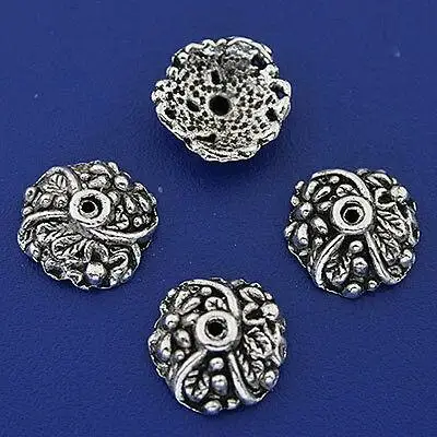 

20pcs 12.6mm dark silver tone flower bead caps h3267